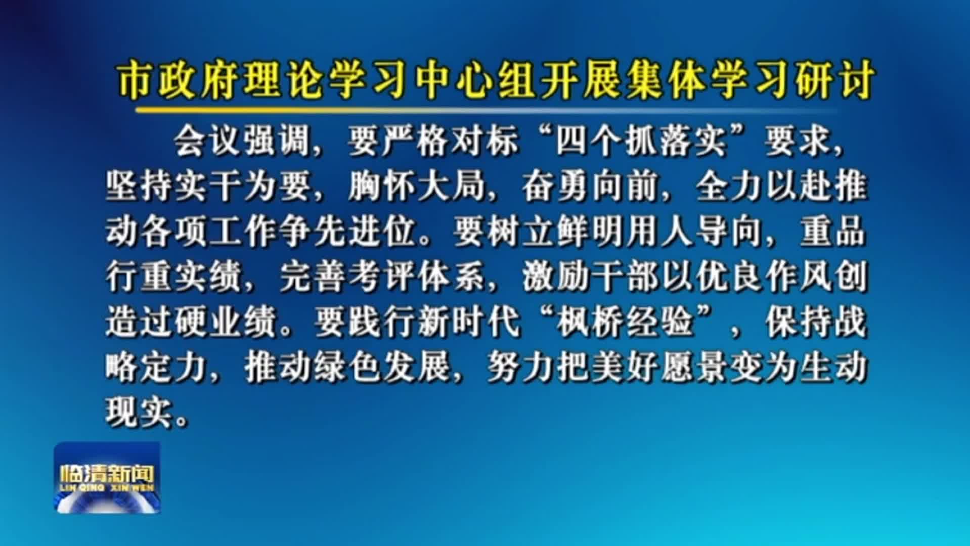 市政府理论学习中心组开展集体学习研讨