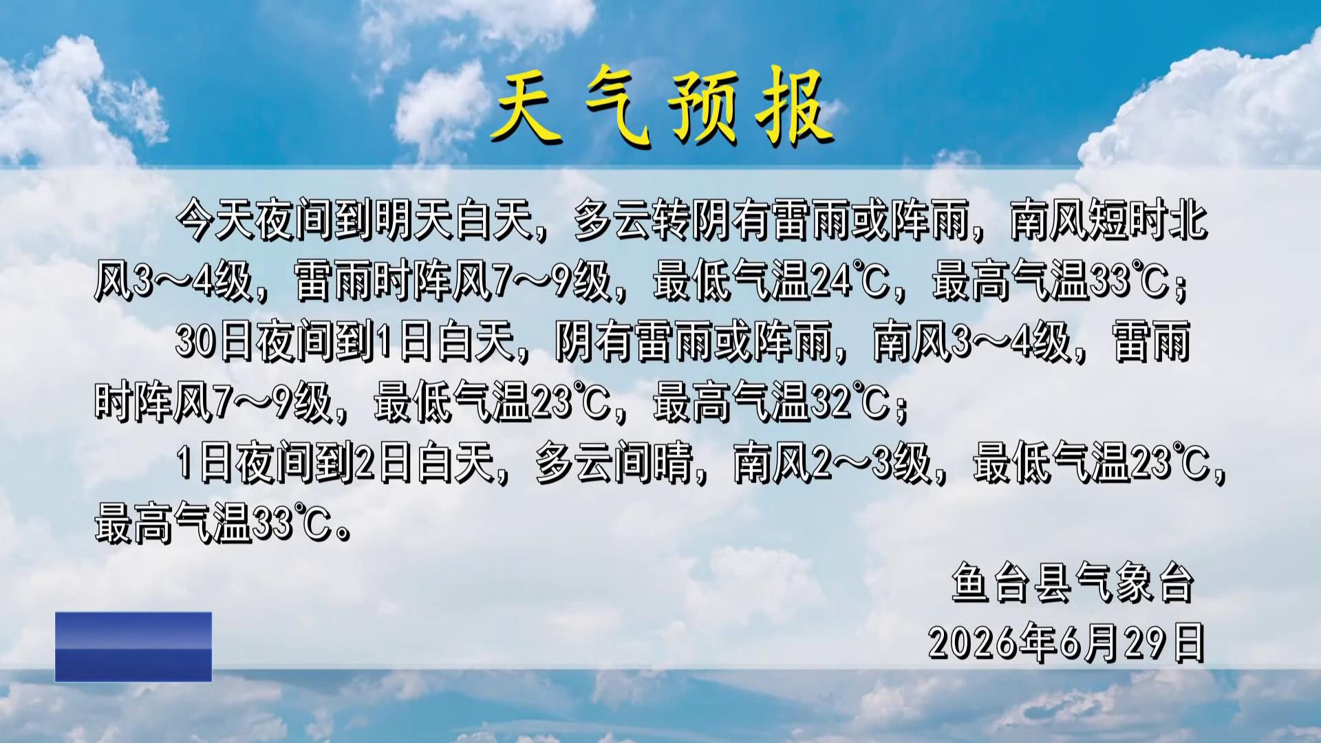 20260629天气预报