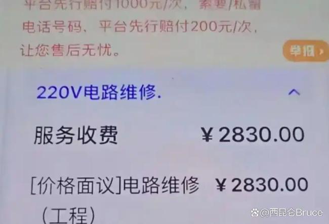 维修跳闸收费2800元,啄木鸟平台客服始终不给明细单据 高价维修引争议