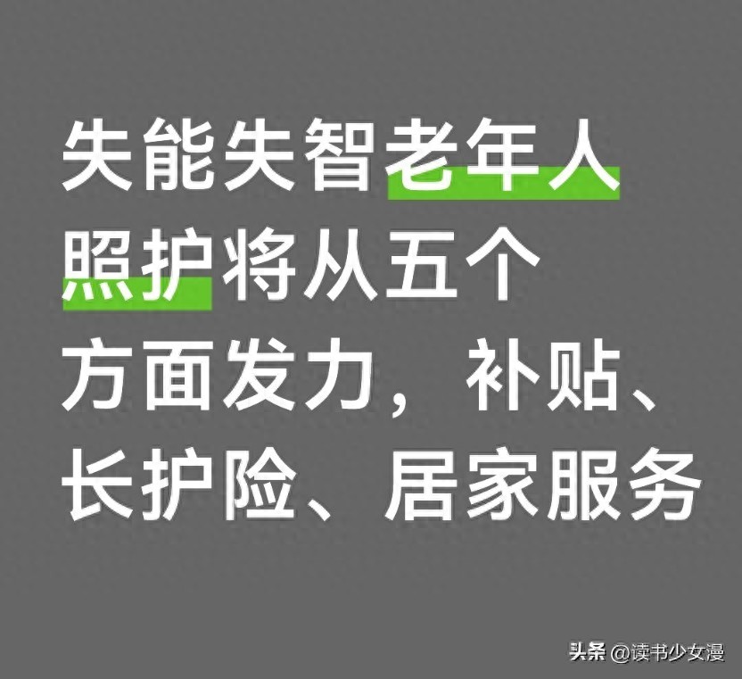失能失智老年人照护将从五个方面发力,补贴、长护险、居家服务