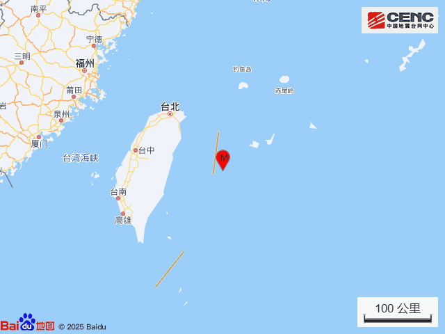 台湾以东海域发生5.5级地震,震源深度10千米