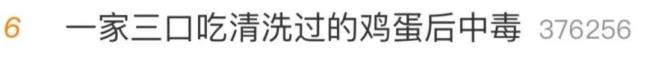 一家三口吃清洗过的鸡蛋后集体中毒