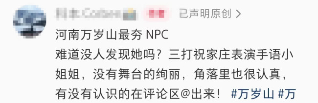 河南万岁山手语翻译被赞“最夯NPC” 暖心服务获网友点赞