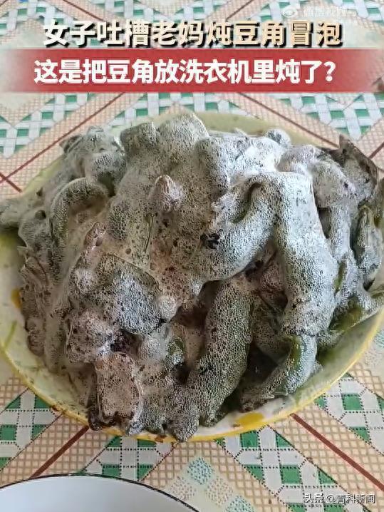 女子吐槽妈妈炖豆角疯狂冒泡