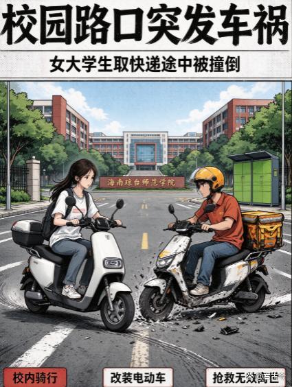 海南琼台师范学院一女大学生校园内被电动车撞倒离世,多方回应