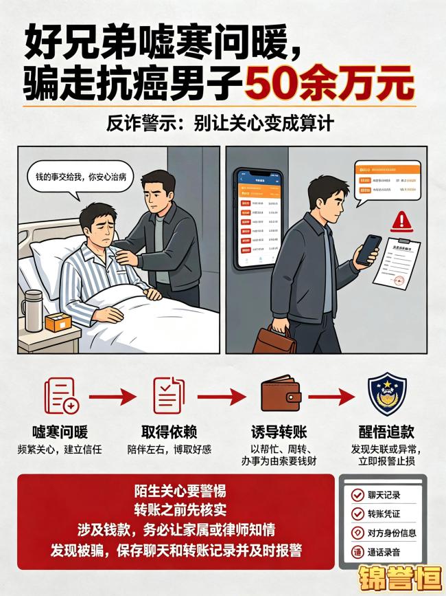 好兄弟嘘寒问暖骗走抗癌男子50余万