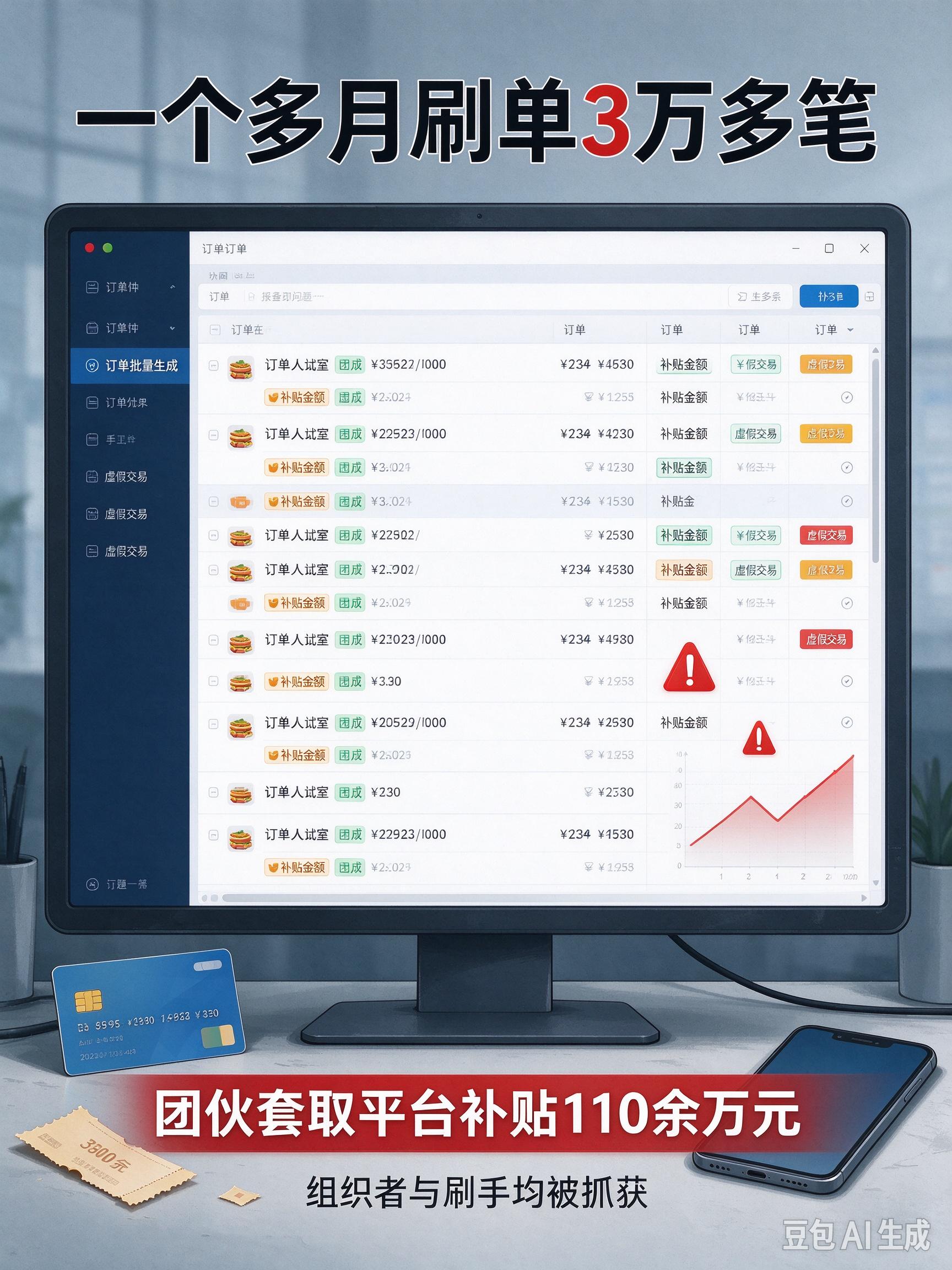 水果店用3万多笔假订单骗外卖补贴,14人落网!