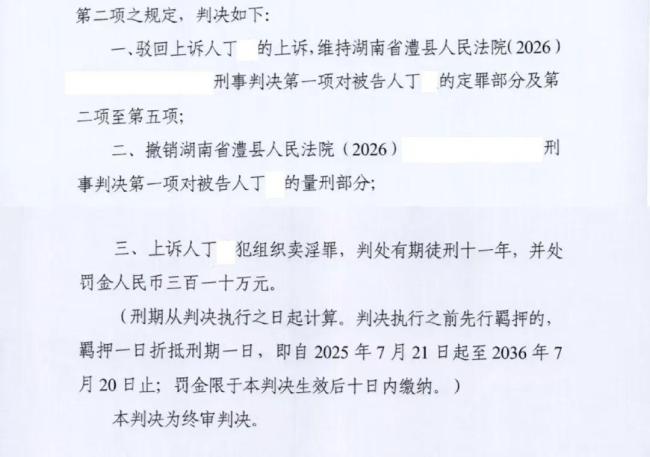 组织卖淫获利千万,常德一主犯认罪认罚获宽大处理判十年,后反悔上诉,二审改判:再加一年